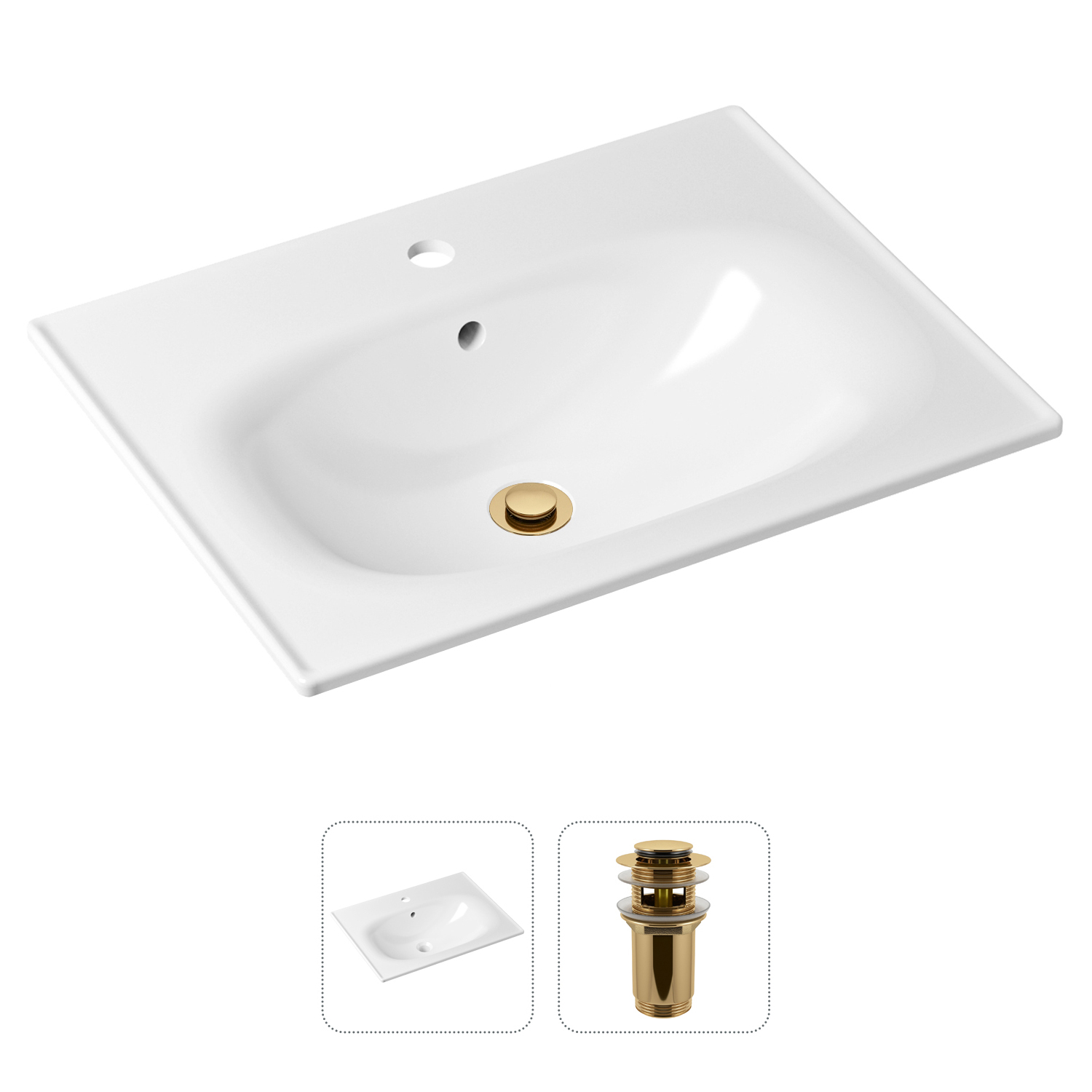 фото Комплект 2 в 1 lavinia boho bathroom sink 21520872: врезная раковина, донный клапан