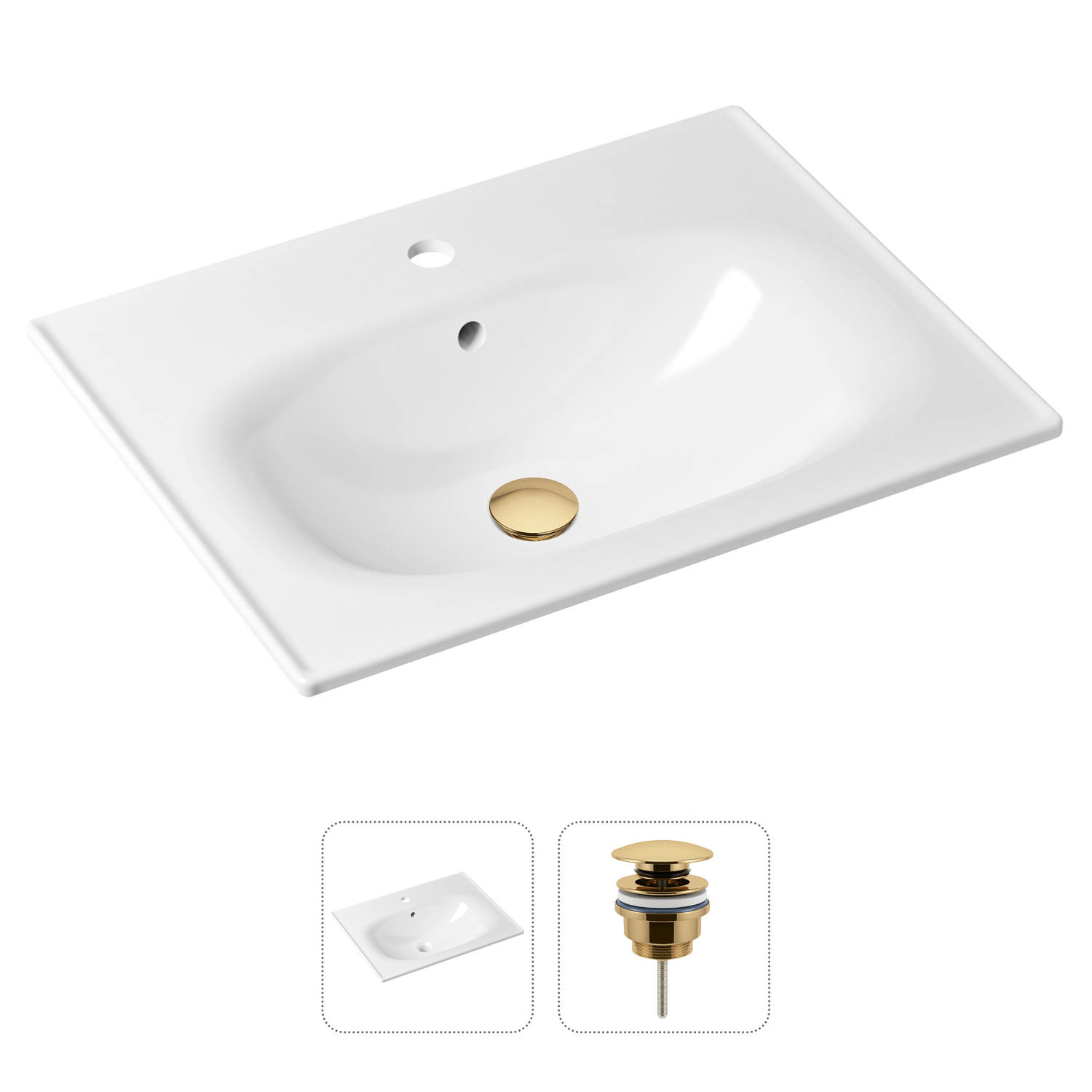 фото Комплект 2 в 1 lavinia boho bathroom sink 21520873: врезная раковина, донный клапан