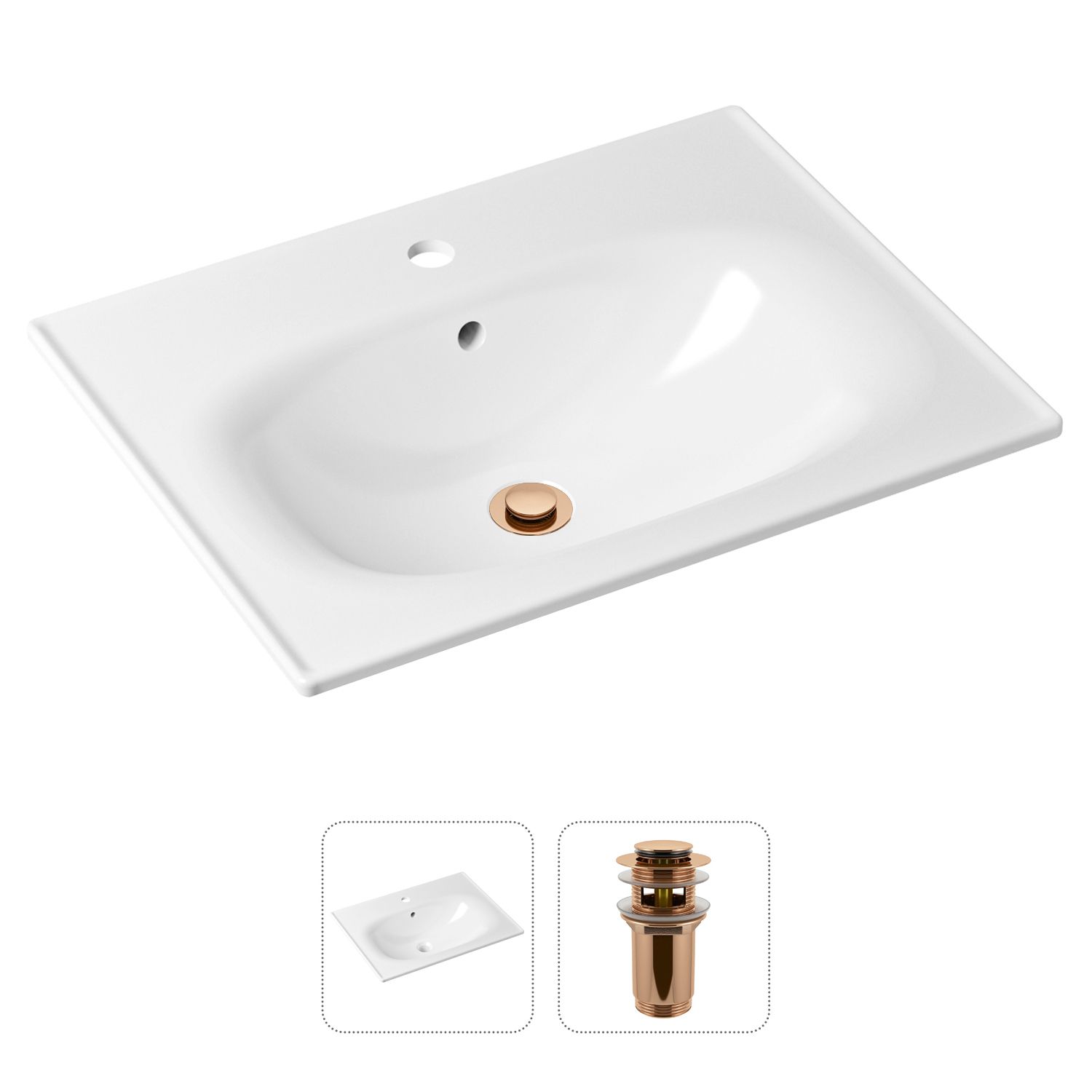 фото Комплект 2 в 1 lavinia boho bathroom sink 21520874: врезная раковина, донный клапан