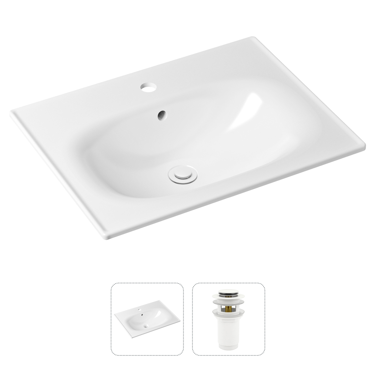 фото Комплект 2 в 1 lavinia boho bathroom sink 21520876: врезная раковина, донный клапан