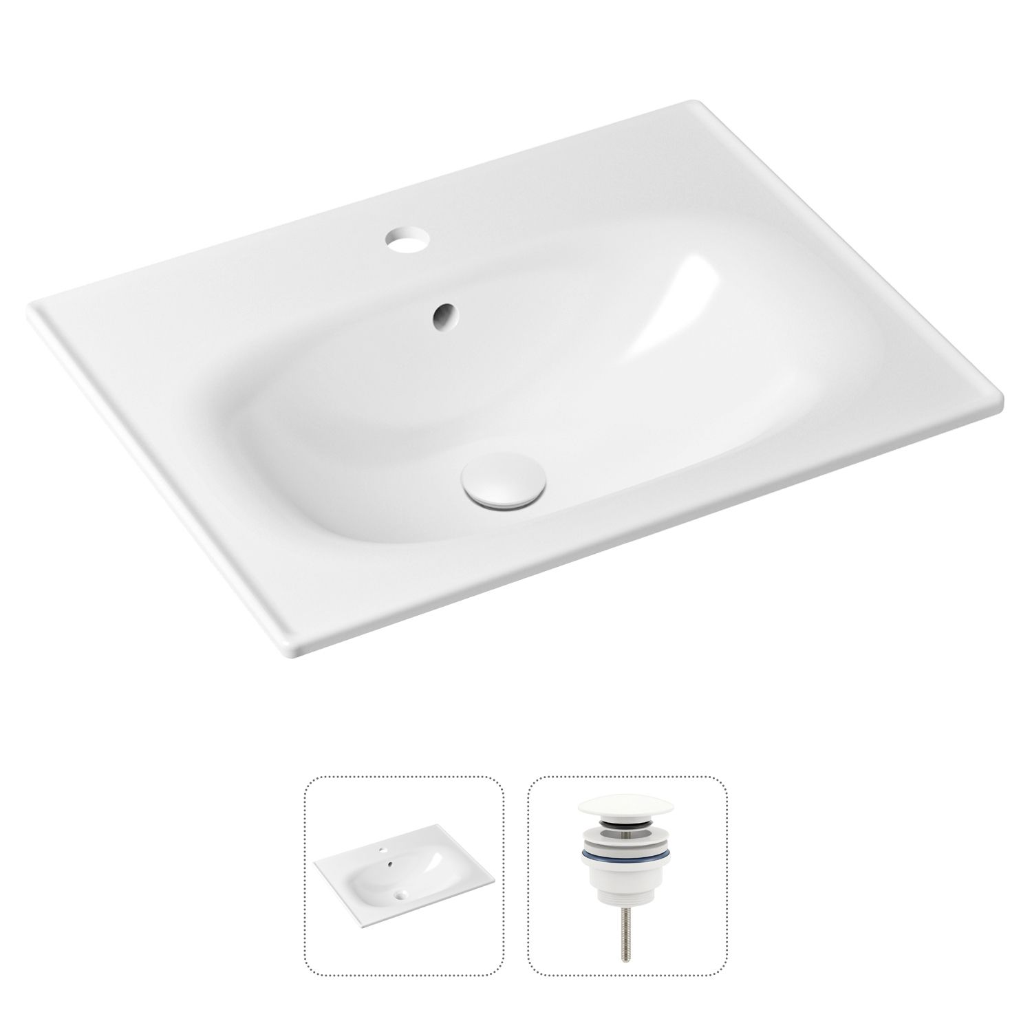 фото Комплект 2 в 1 lavinia boho bathroom sink 21520877: врезная раковина, донный клапан