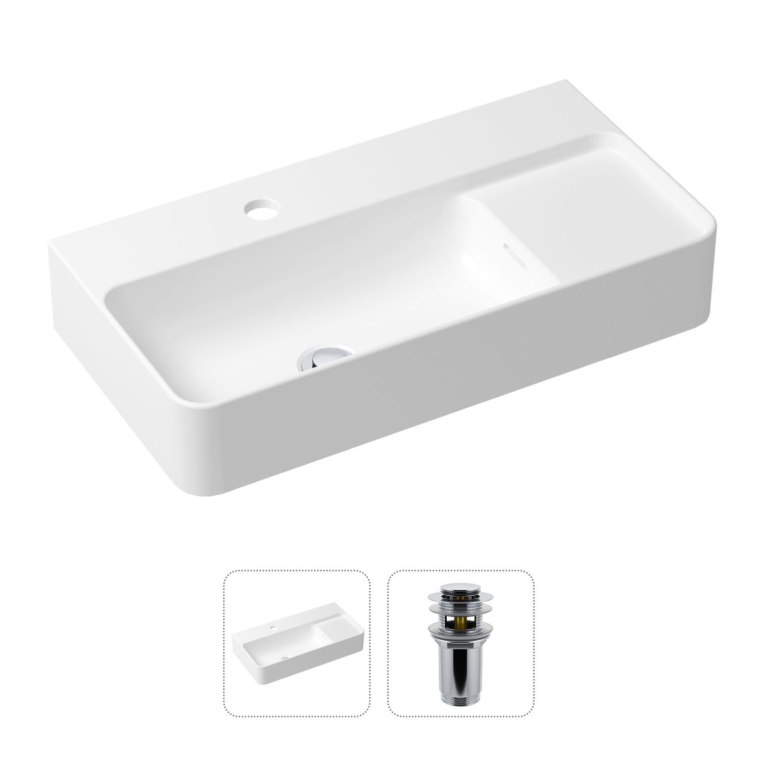 фото Комплект 2 в 1 lavinia boho bathroom sink 21520878: врезная раковина, донный клапан