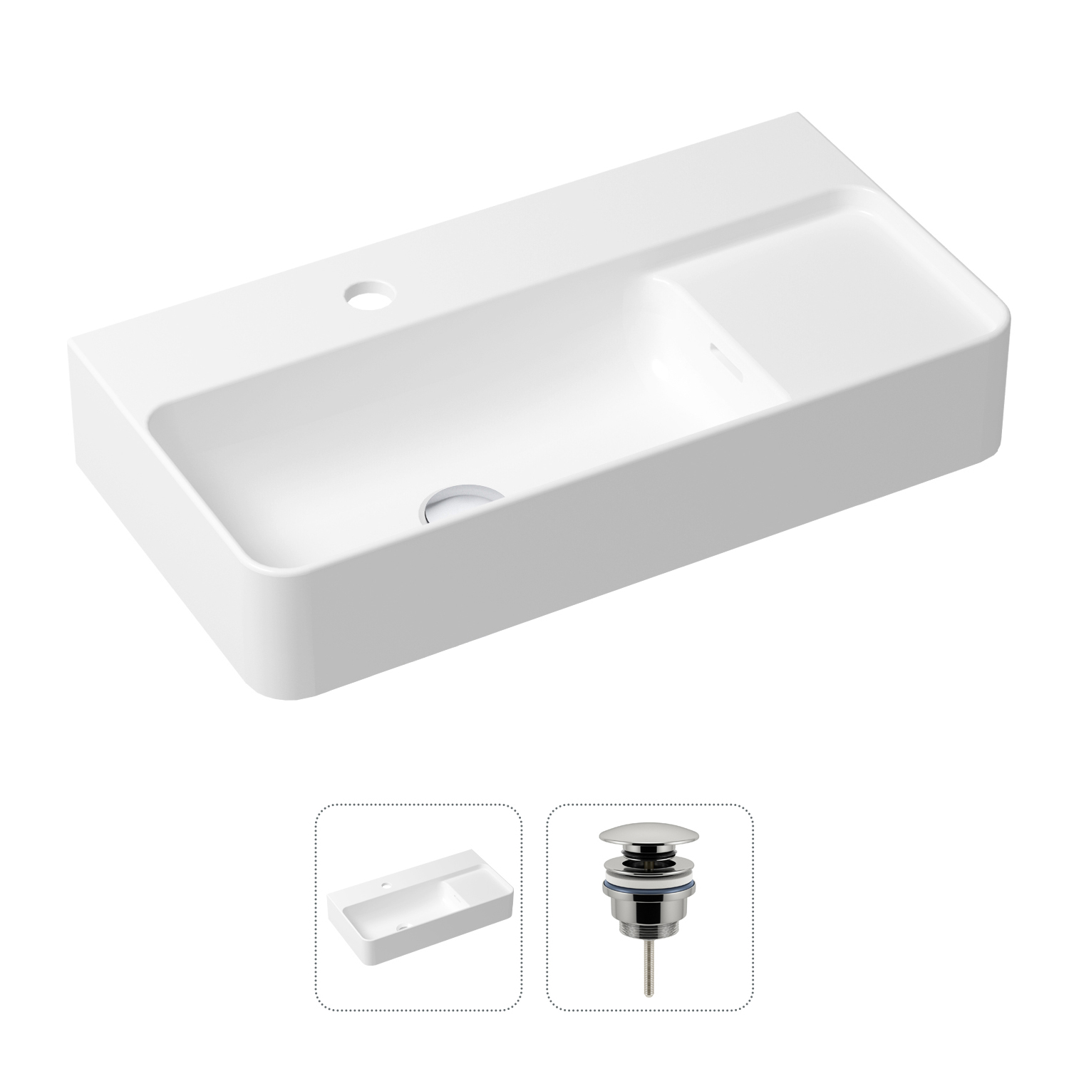 фото Комплект 2 в 1 lavinia boho bathroom sink 21520879: врезная раковина, донный клапан