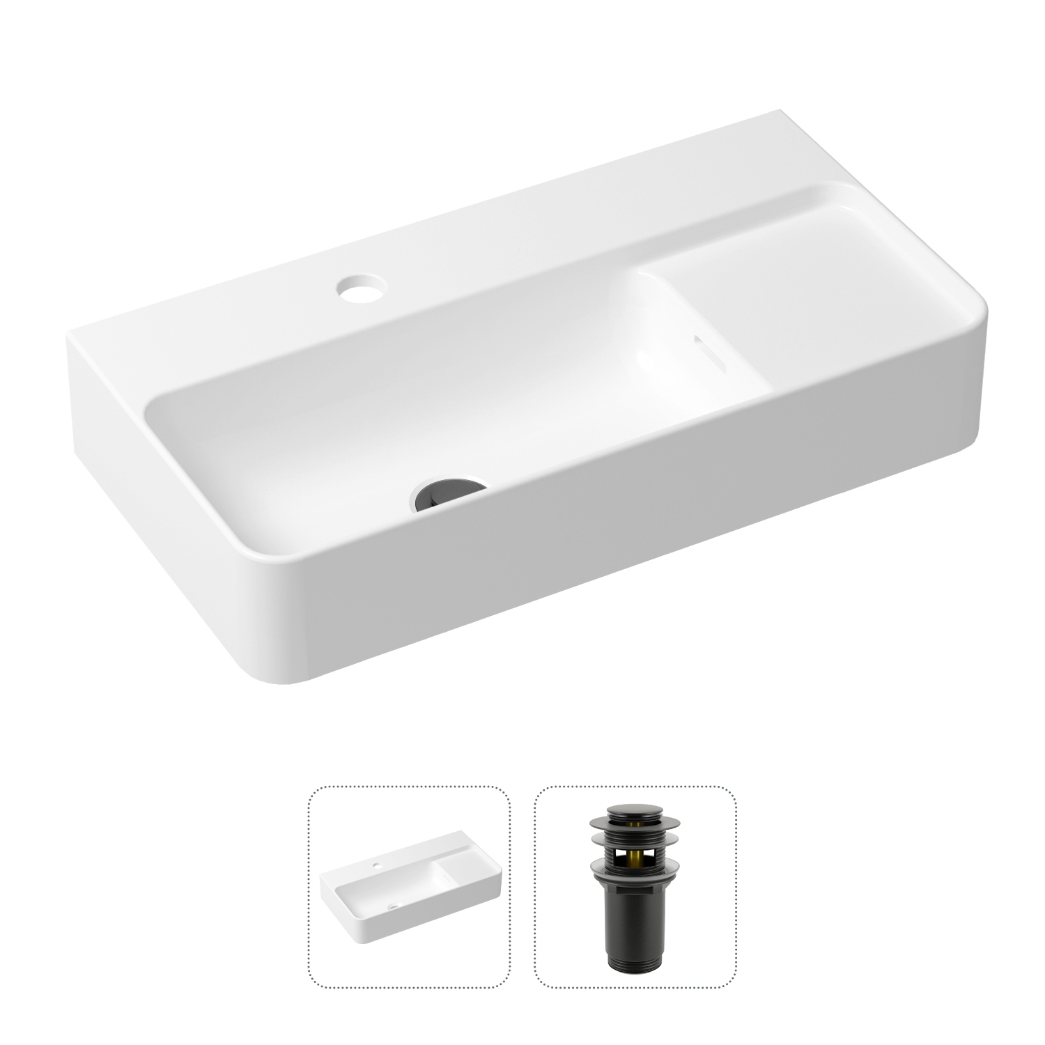 фото Комплект 2 в 1 lavinia boho bathroom sink 21520880: врезная раковина, донный клапан