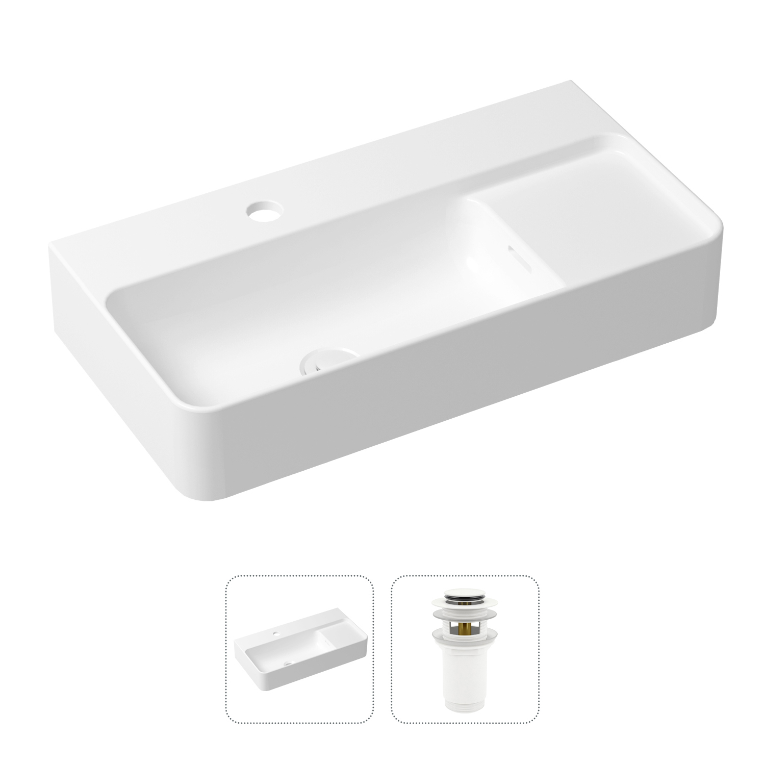 фото Комплект 2 в 1 lavinia boho bathroom sink 21520886: врезная раковина, донный клапан