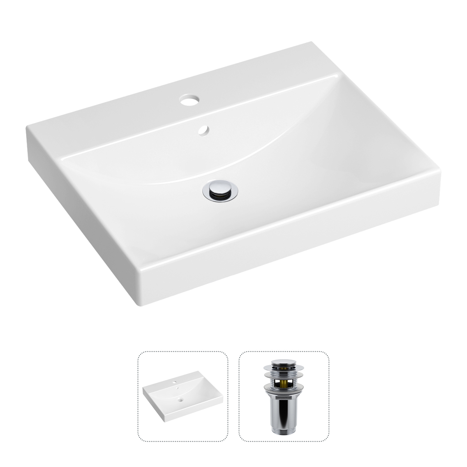 фото Комплект 2 в 1 lavinia boho bathroom sink 21520888: врезная раковина, донный клапан