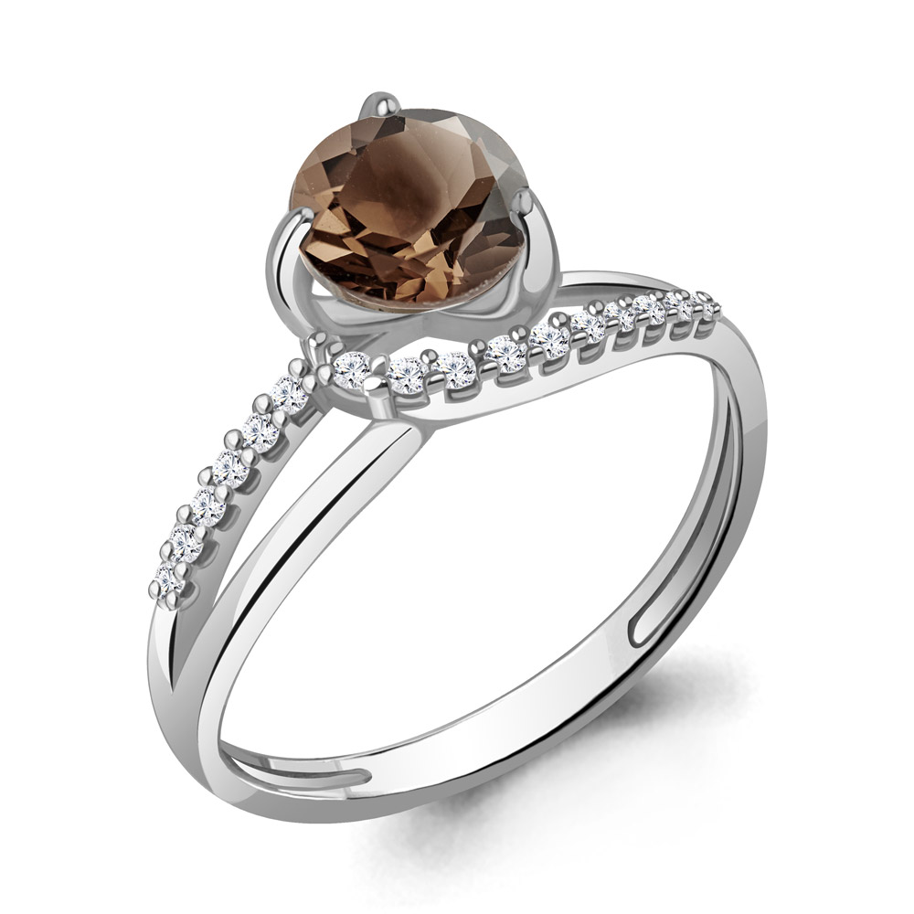 

Кольцо из серебра с кварцем/фианитом р. Aquamarine 6541201А, 6541201А_925_р