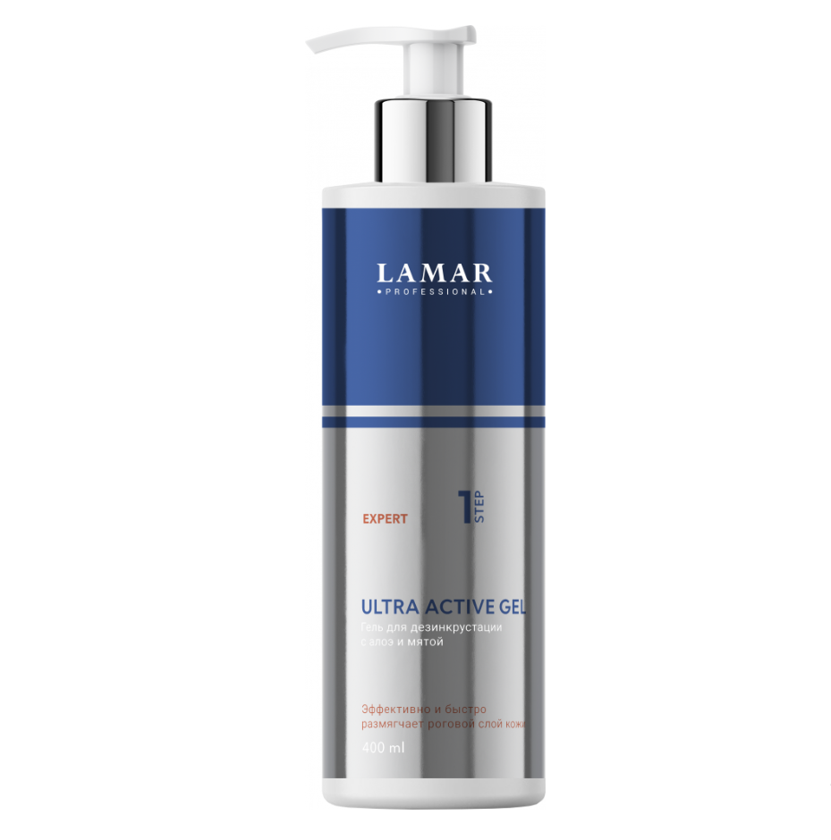 Гель LAMAR PROFESSIONAL Ultra Active Gel для дезинкрустации лица с алоэ и мятой 400 мл