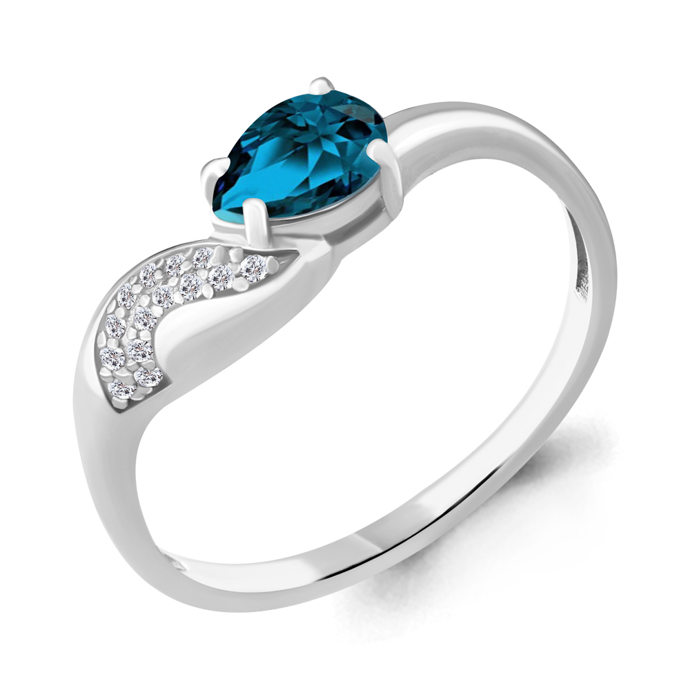

Кольцо из серебра с топазом/фианитом р., Aquamarine 6904008А, 6904008А_925_р