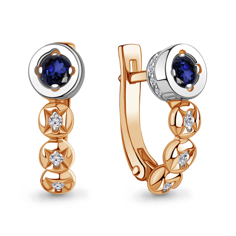 

Серьги из красного золота с бриллиантом/сапфиром Aquamarine 943011к, 943011к_585_кз