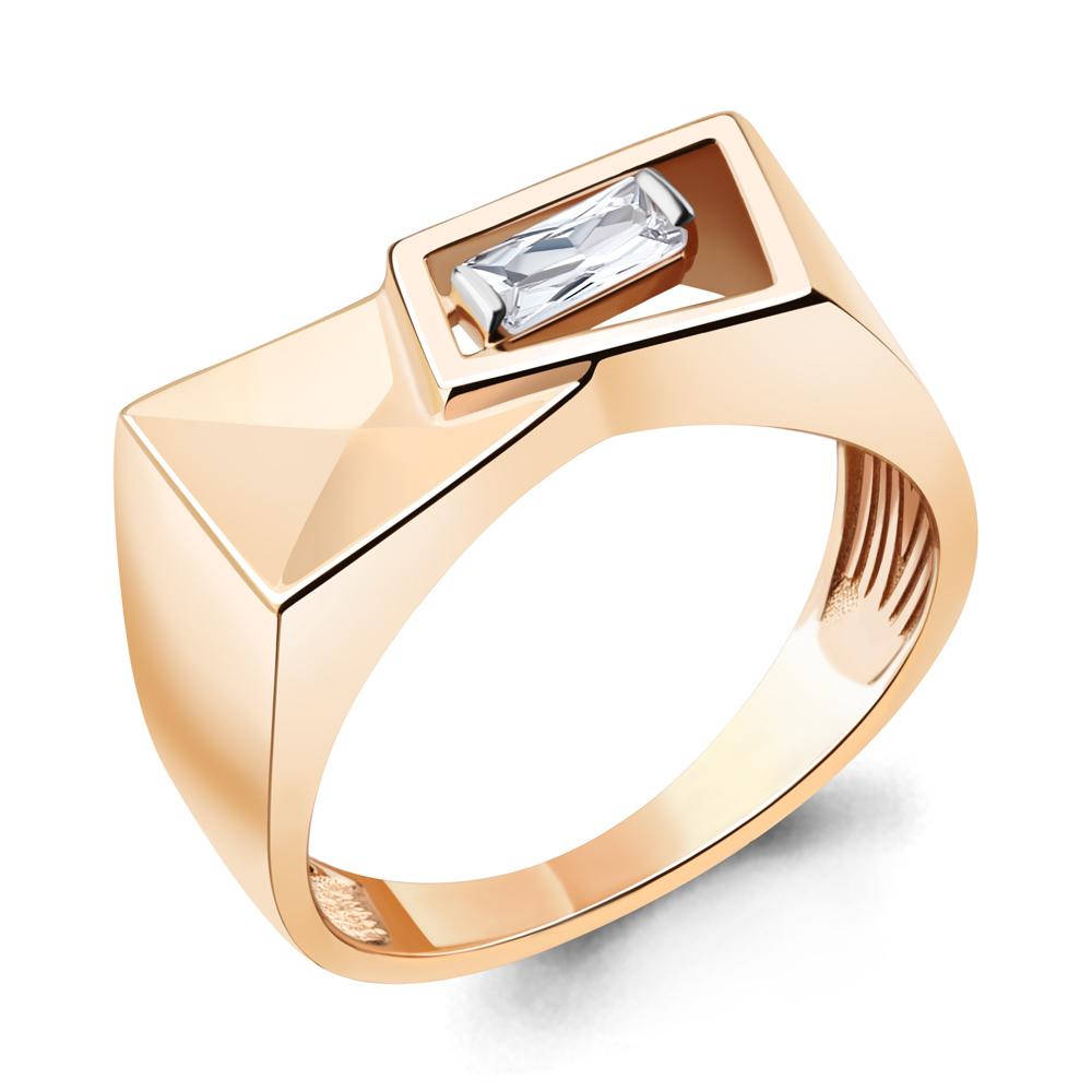 

Кольцо печатка из серебра с фианитом р., Aquamarine 67879, 67879_925_з