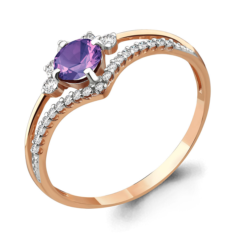 

Кольцо из красного золота с аметистом/фианитом р. Aquamarine 6596404А, 6596404А_585_кз