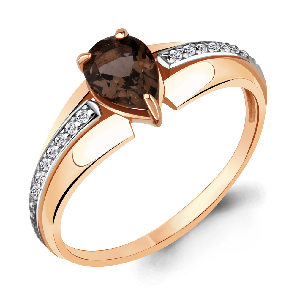 

Кольцо из красного золота с кварцем/фианитом р. Aquamarine 6578901А, 6578901А_585_кз