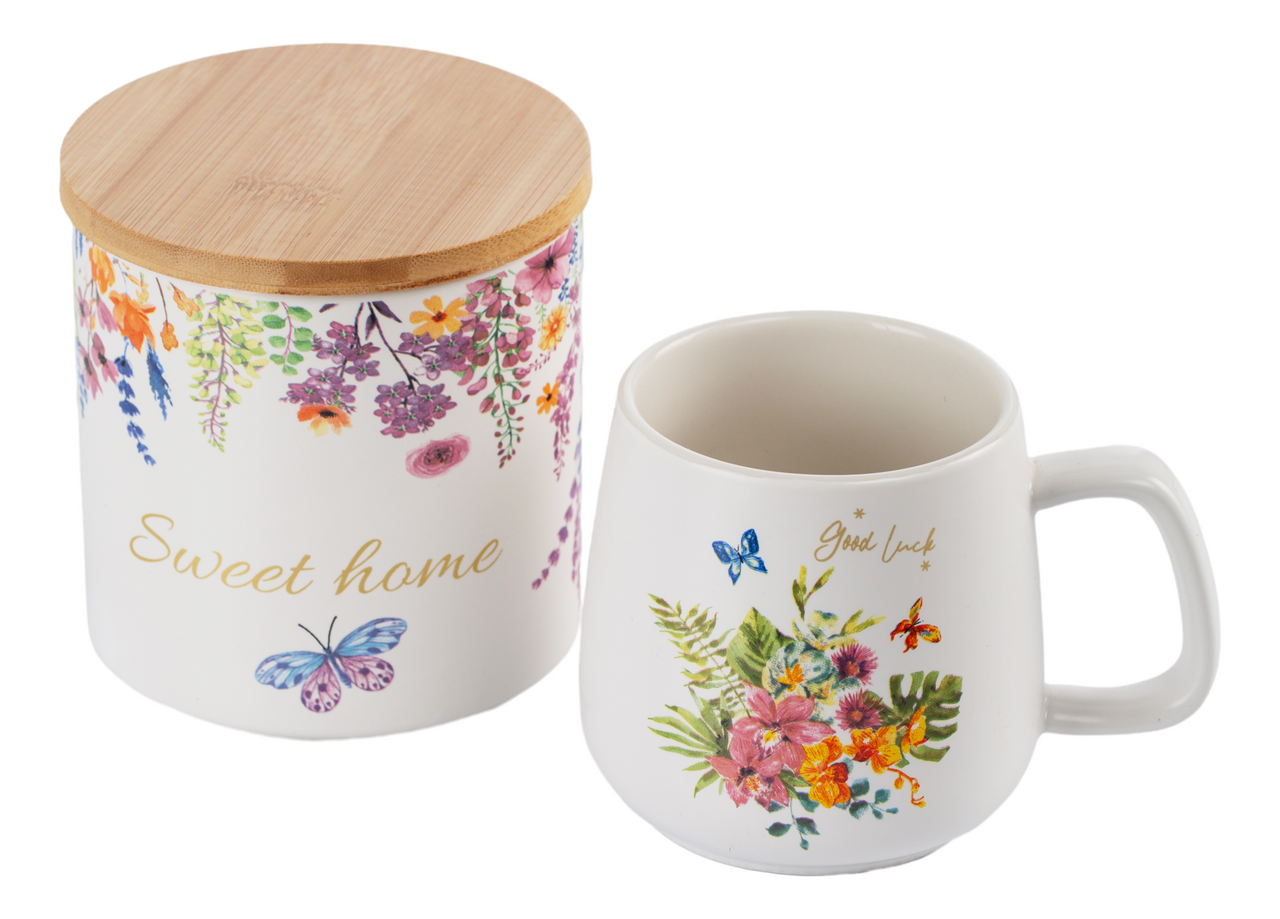 Чайный набор Domenik Blossombox банка для xранения 600 мл и кружки 2x340 мл