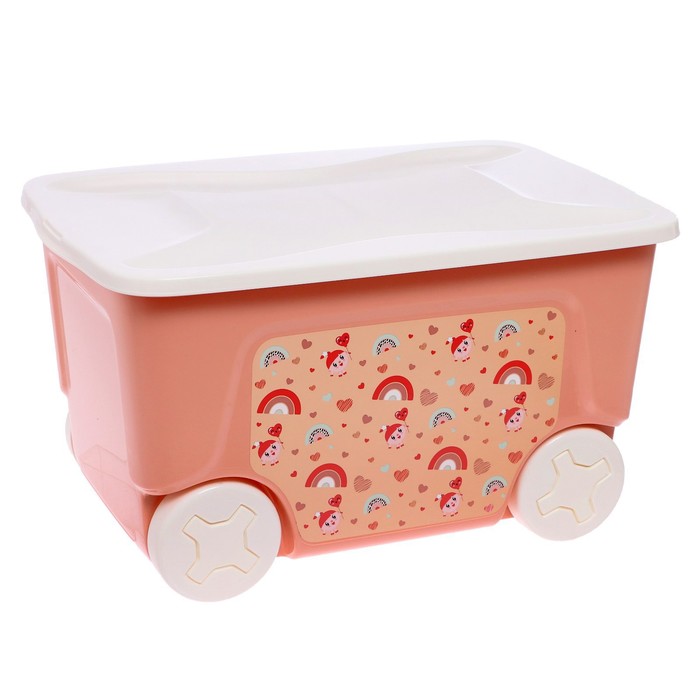 Детский ящик «Малышарики» на колесах, 50 л, цвет карамельный детский ящик малышарики на колесах 50 л карамельный