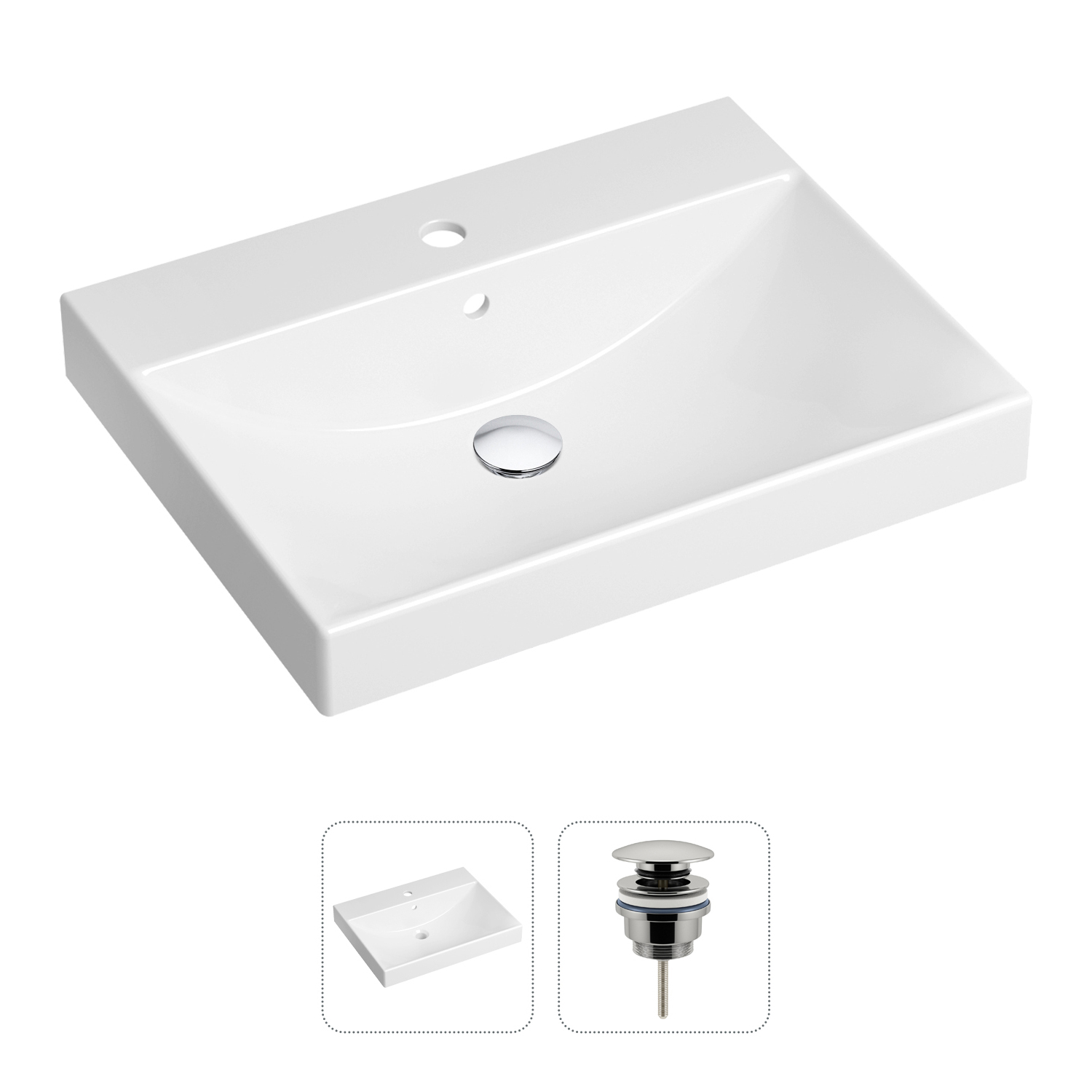 фото Комплект 2 в 1 lavinia boho bathroom sink 21520889: врезная раковина, донный клапан