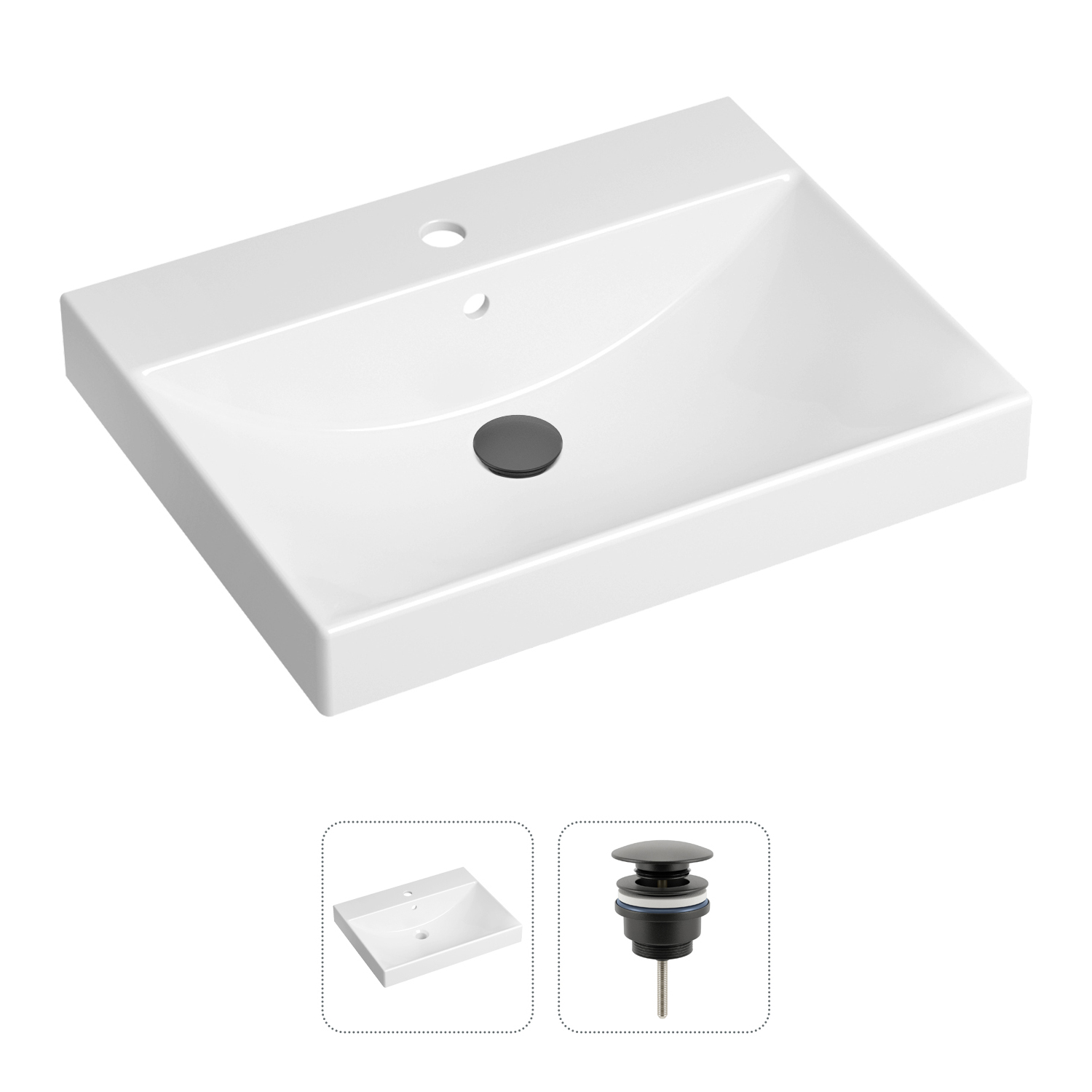 фото Комплект 2 в 1 lavinia boho bathroom sink 21520891: врезная раковина, донный клапан