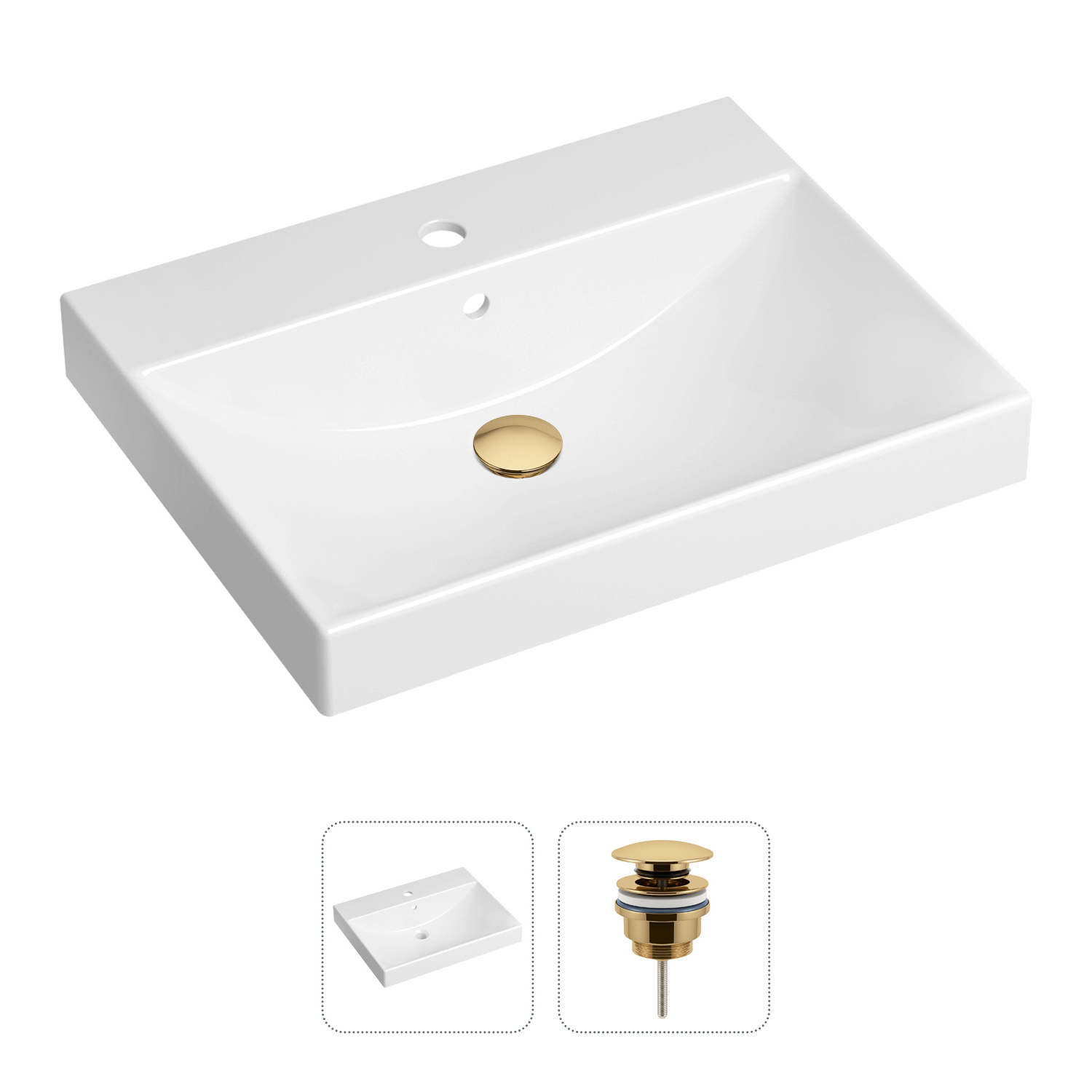 фото Комплект 2 в 1 lavinia boho bathroom sink 21520893: врезная раковина, донный клапан