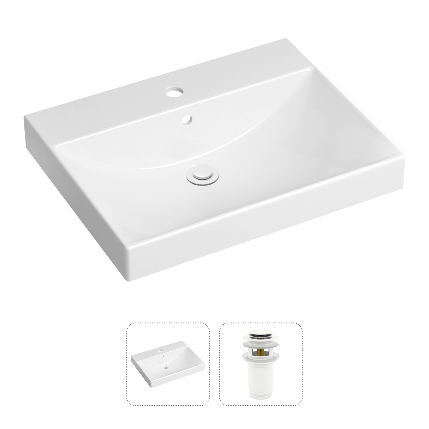 фото Комплект 2 в 1 lavinia boho bathroom sink 21520896: врезная раковина, донный клапан