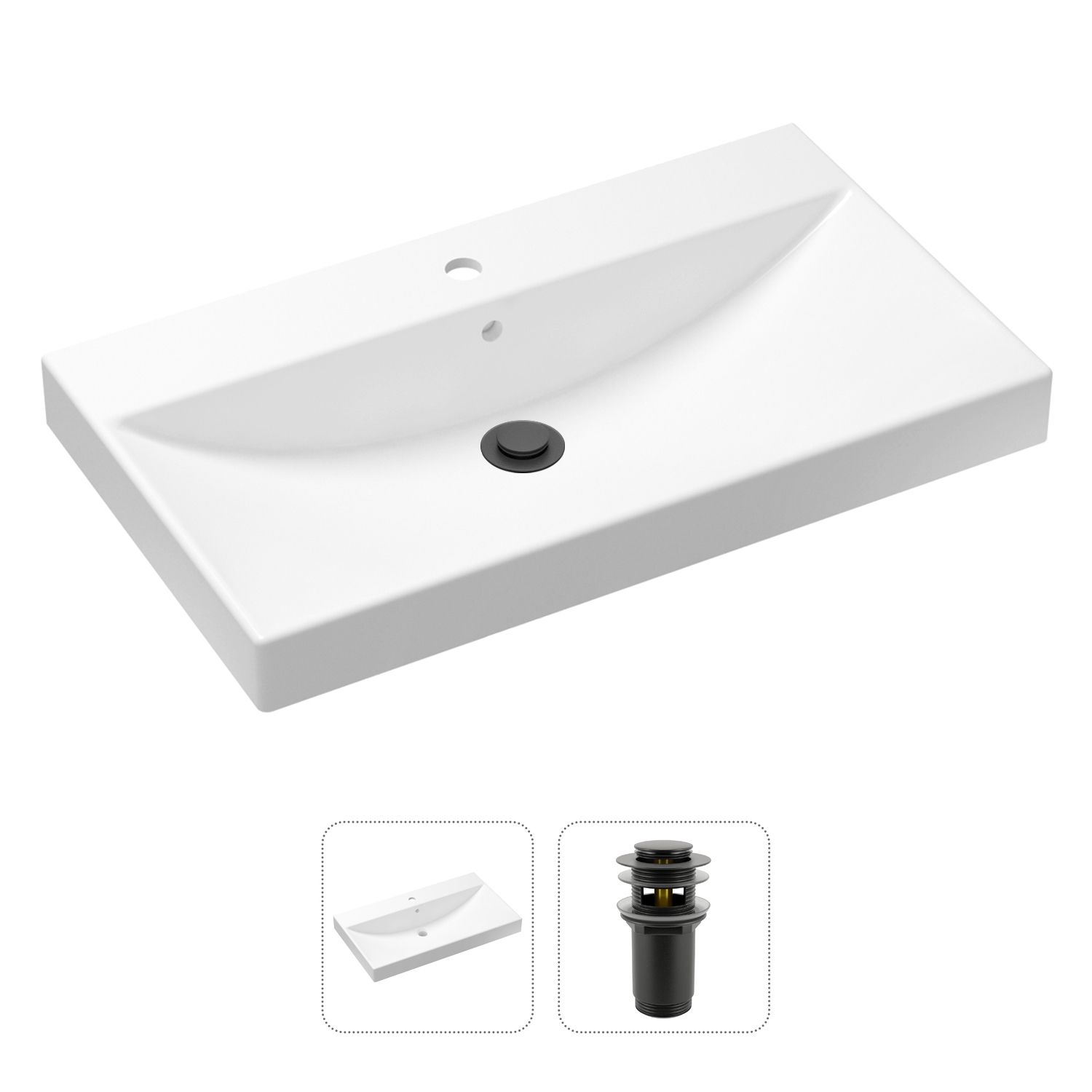 фото Комплект 2 в 1 lavinia boho bathroom sink 21520900: врезная раковина, донный клапан