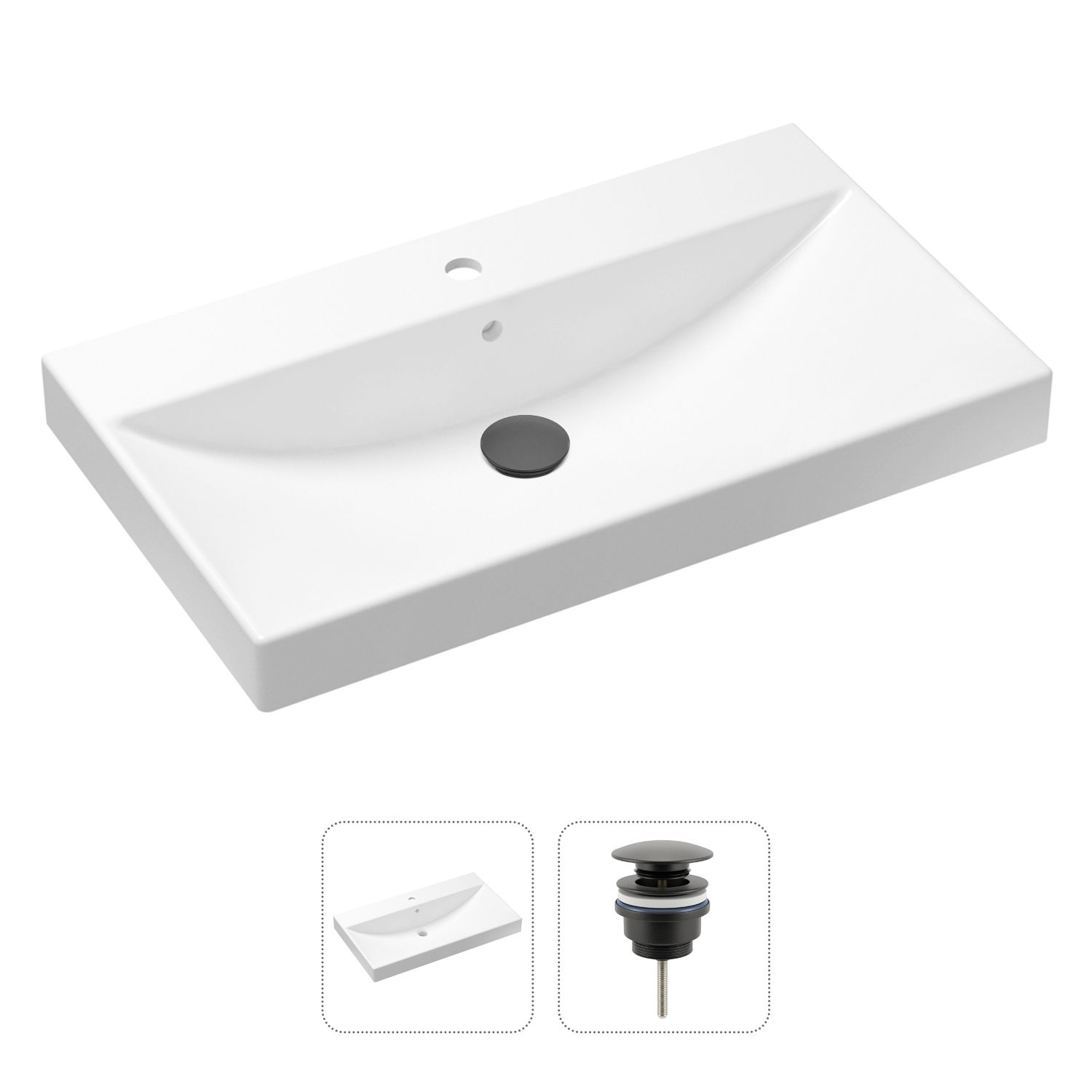 фото Комплект 2 в 1 lavinia boho bathroom sink 21520901: врезная раковина, донный клапан