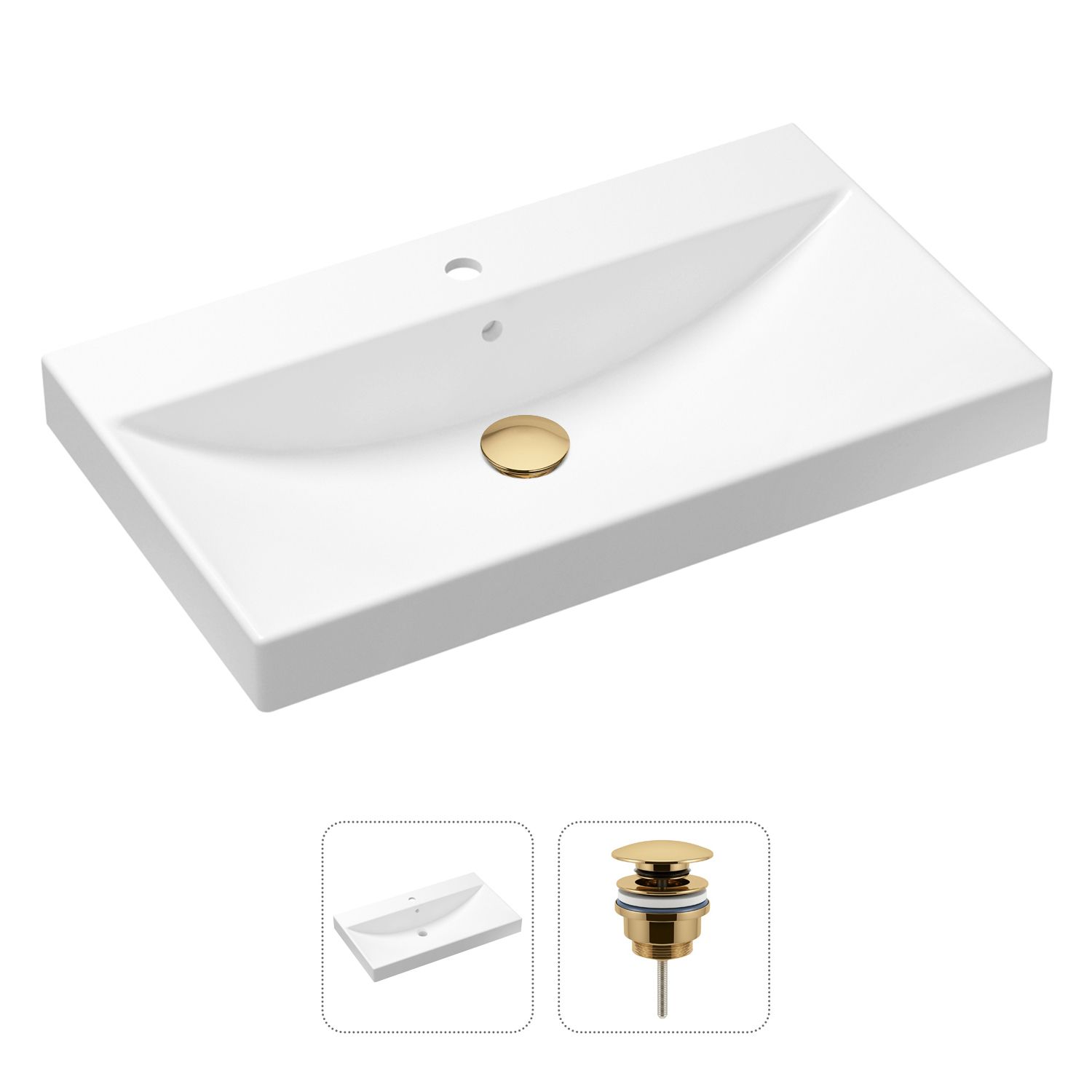 фото Комплект 2 в 1 lavinia boho bathroom sink 21520903: врезная раковина, донный клапан