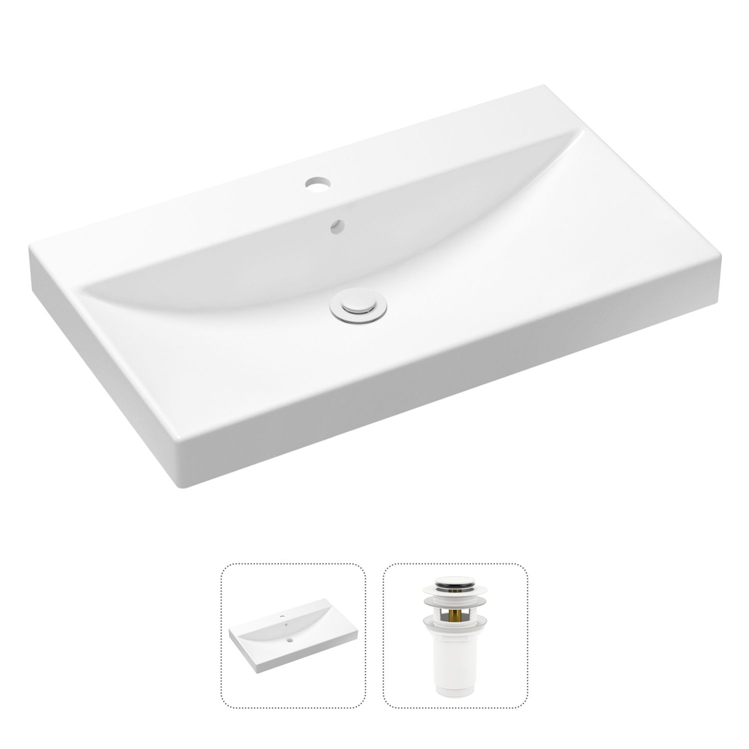 фото Комплект 2 в 1 lavinia boho bathroom sink 21520906: врезная раковина, донный клапан