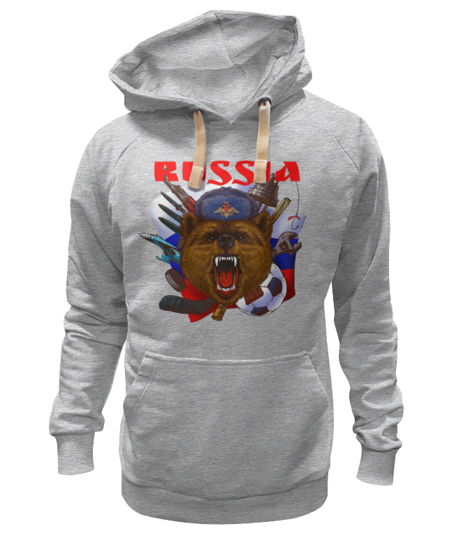 

Худи унисекс Printio Россия серое S, Серый, Россия