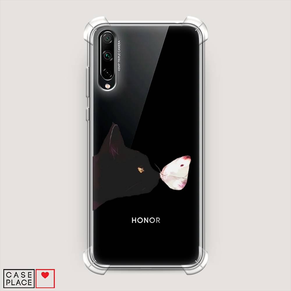 фото Чехол awog "черный кот и бабочка" для honor 30i