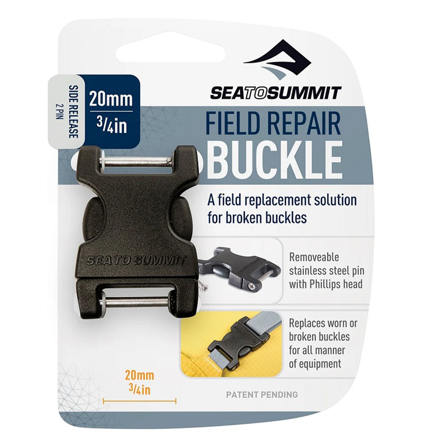 Пряжка Sea To Summit Field Repair Buckle 20mm Side Release 2 pin Black бр 2024 717₽