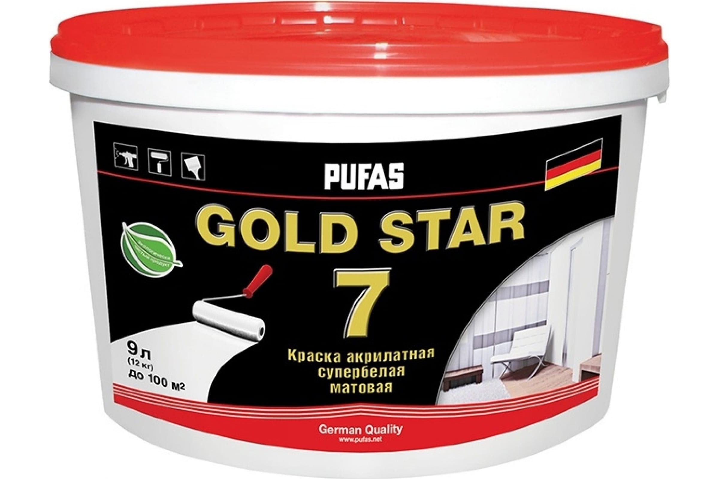 PUFAS Gold Star 7 base D под колеровку краска акрилатная интерьерная матовая (9л)