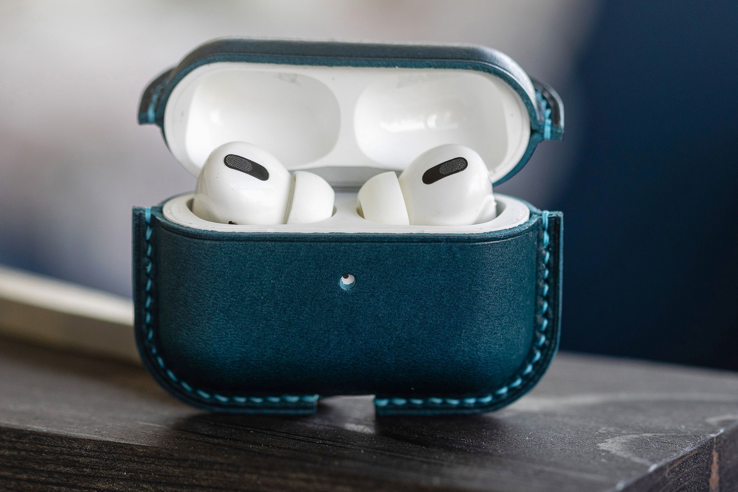 

Чехол для AirPods Pro и AirPods Pro 2 из натуральной кожи Синий, Airpods Pro