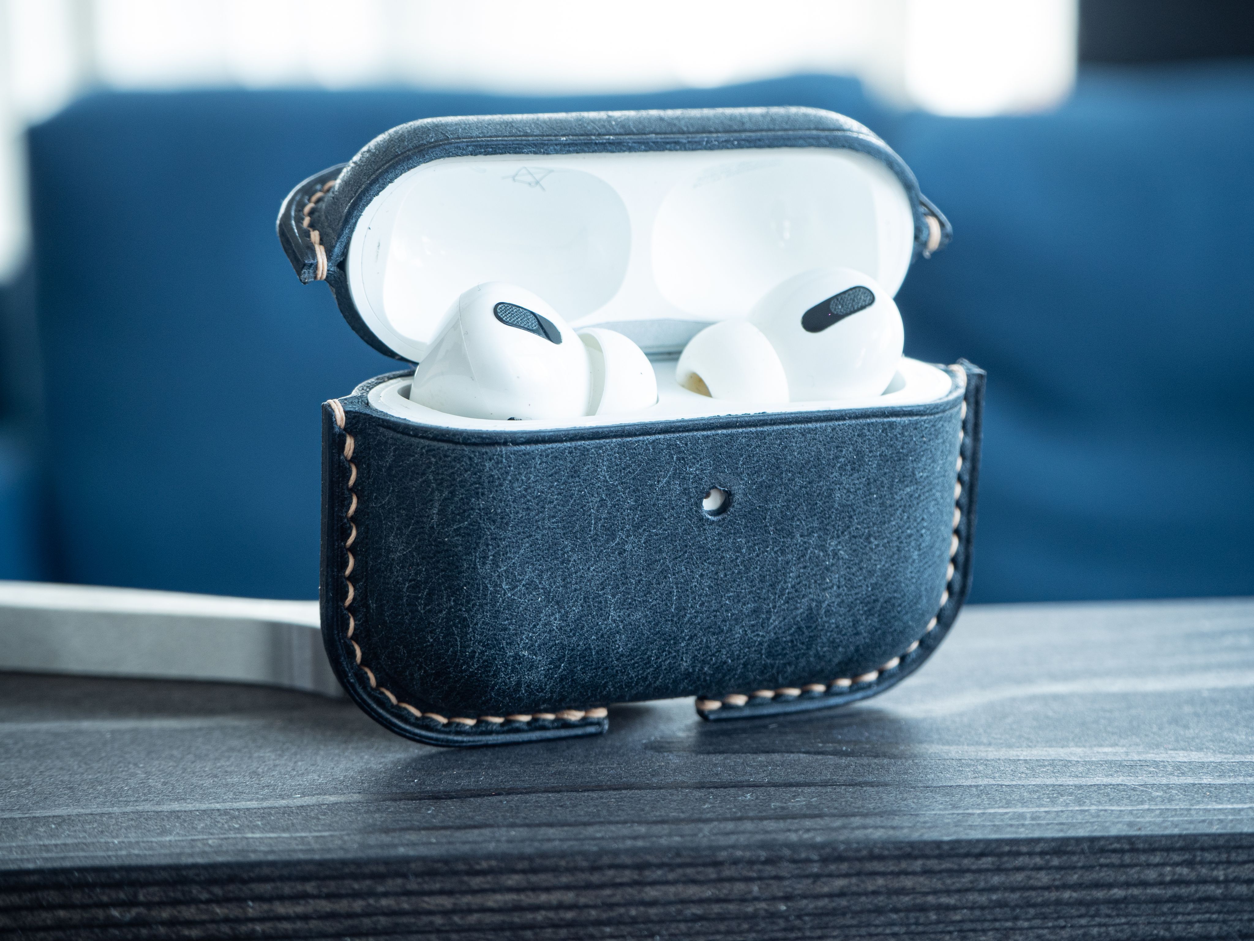 

Чехол для AirPods Pro и AirPods Pro 2 из натуральной кожи Тёмно-синий, Airpods Pro