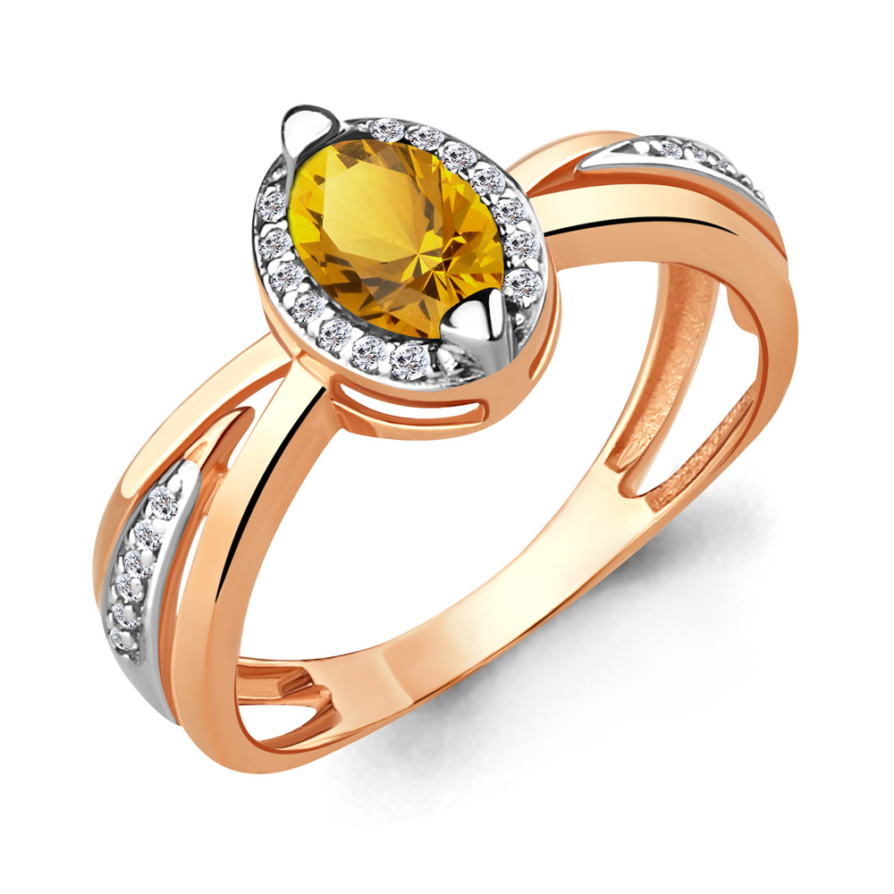 

Кольцо из красного золота с цитрином/фианитом р., Aquamarine 6578206А, 6578206А_585_кз