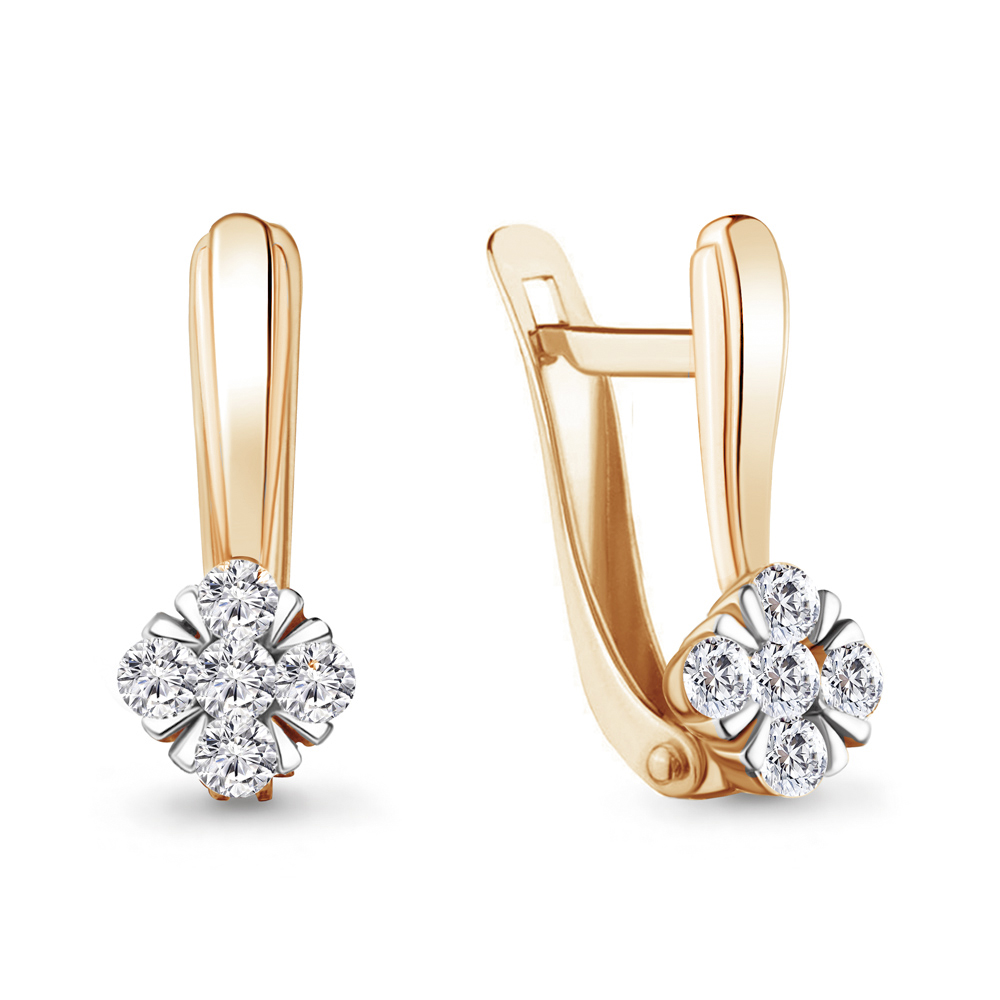 

Серьги из красного золота с фианитом Aquamarine 48409А, 48409А_585_кз