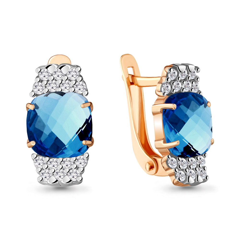 

Серьги из серебра с топазом искусственным/фианитом Aquamarine 4736393А, 4736393А_925_з