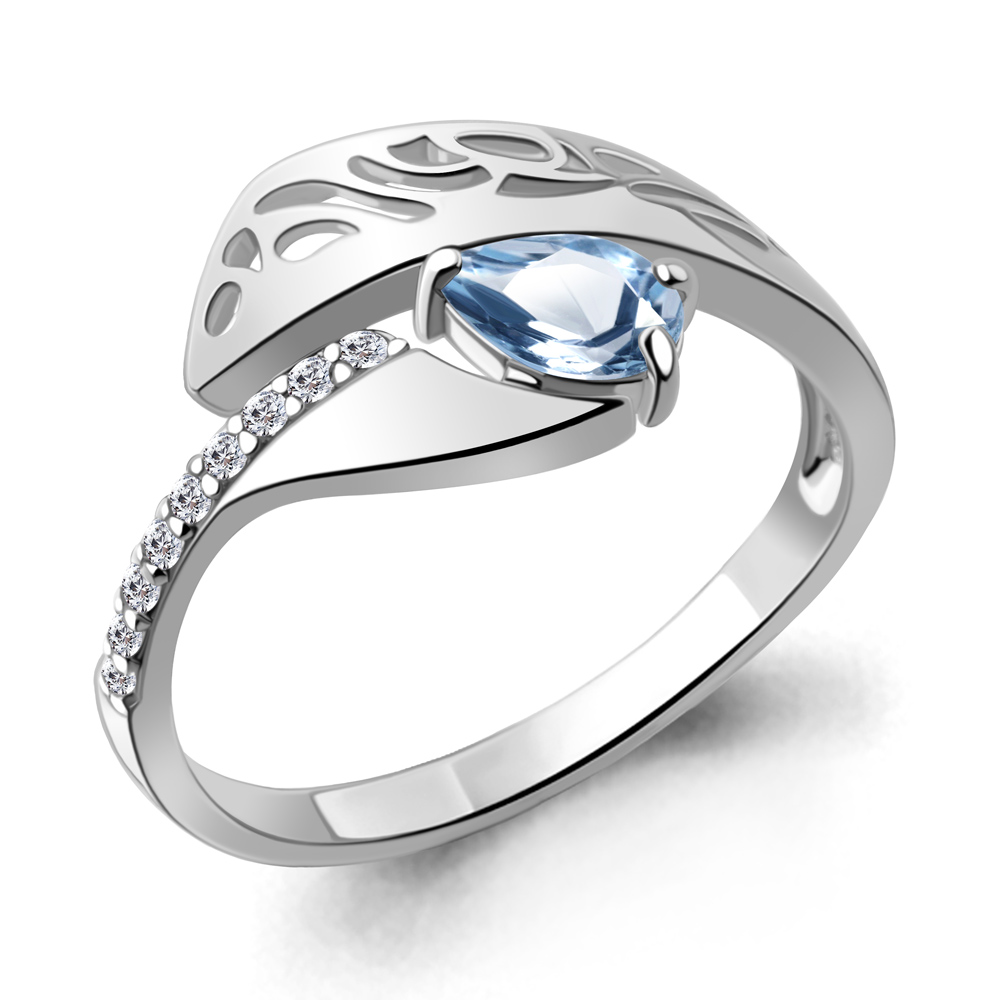

Кольцо из серебра с топазом/фианитом р., Aquamarine 6692805А, 6692805А_925_р