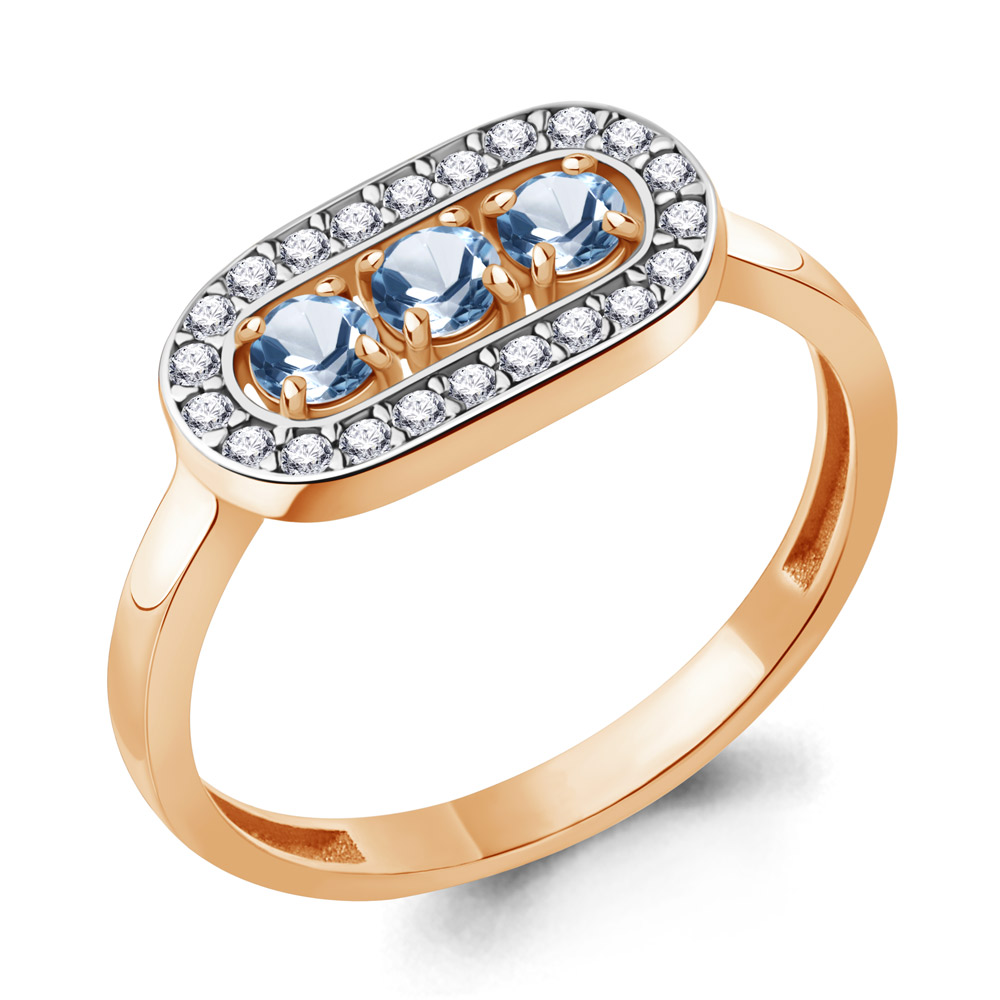 

Кольцо из серебра с топазом/фианитом р., Aquamarine 6693905А, 6693905А_925_з