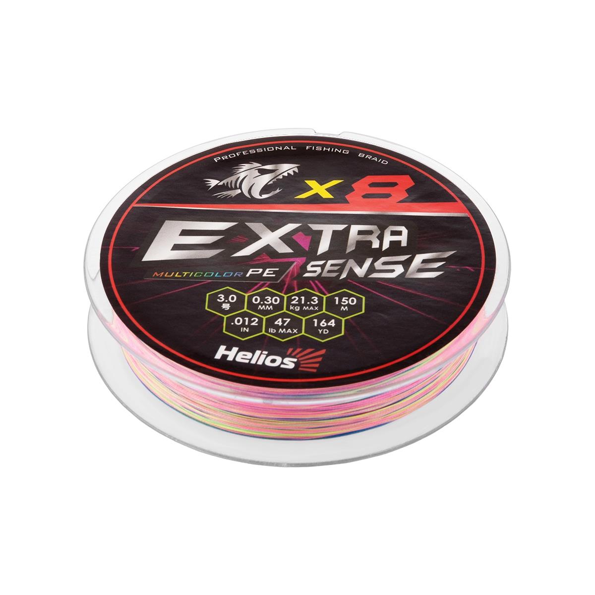 

Шнур Helios Extrasense X8 PE Multicolor 0,30 мм, 150 м, 21 кг, multicolor, 1 шт, Extrasense X8 PE