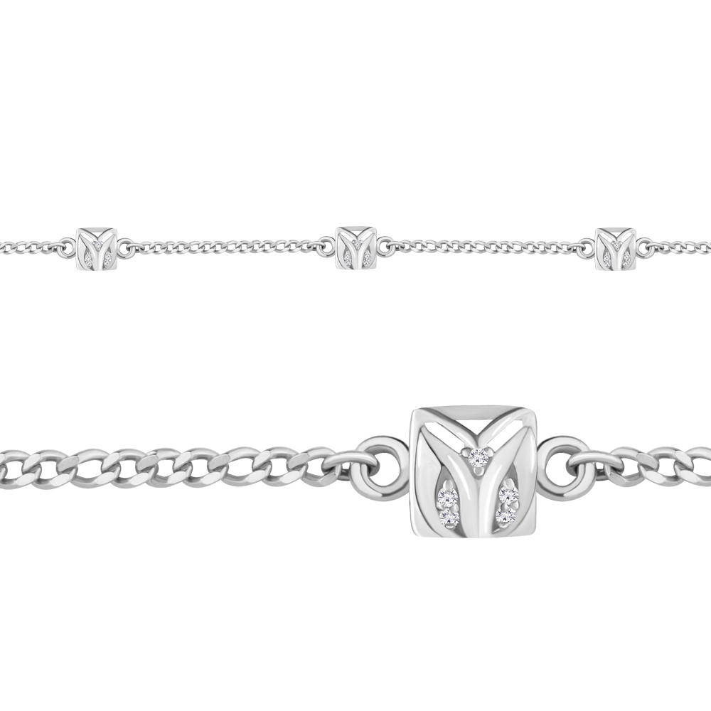 

Браслет из серебра с фианитом р.  Aquamarine 74370А, 74370А_925_р