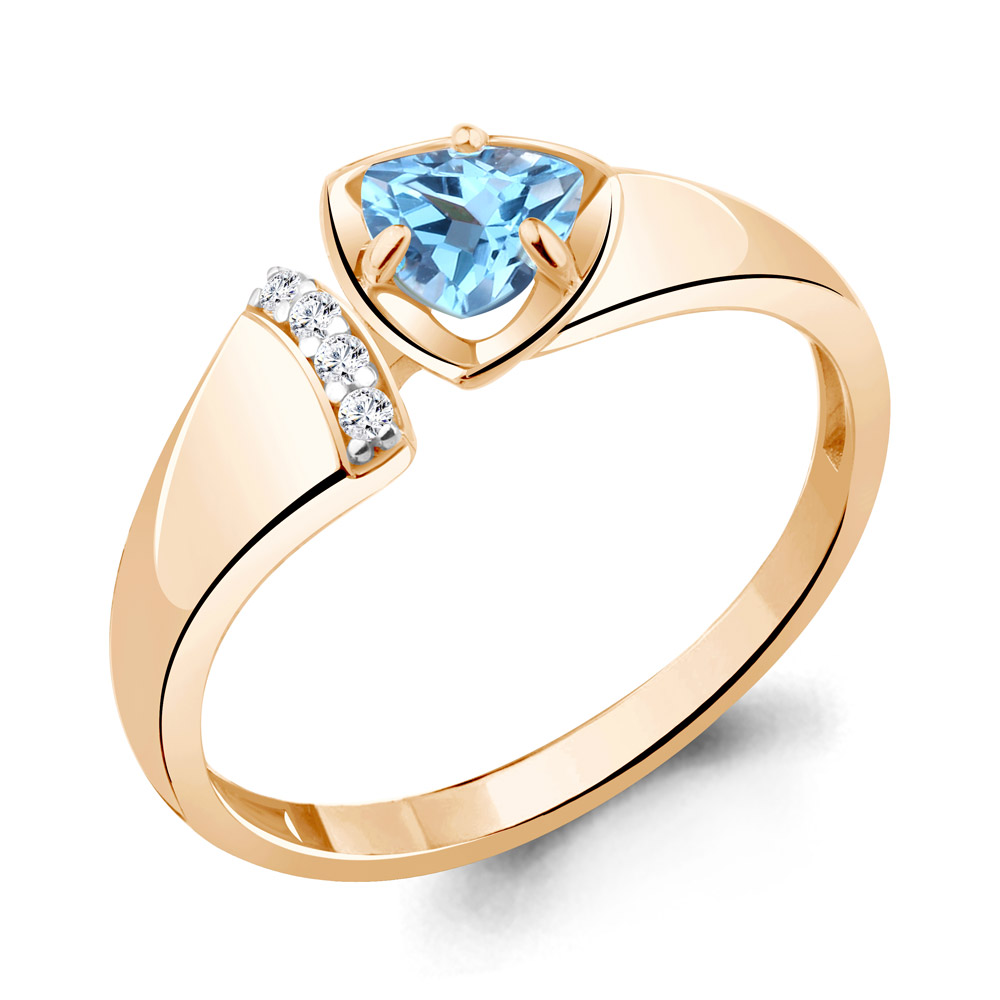 

Кольцо из серебра с топазом/фианитом р., Aquamarine 6946605А, 6946605А_925_з