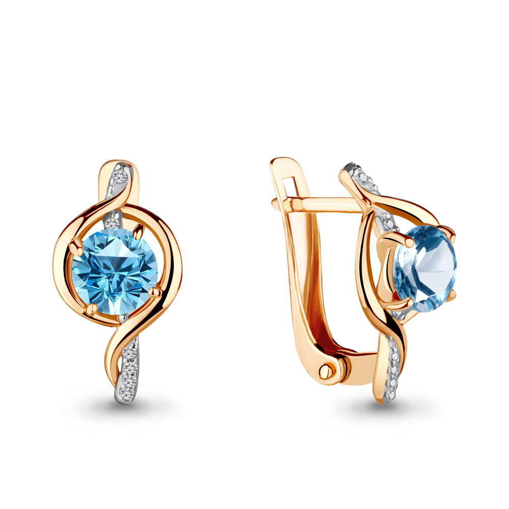

Серьги из серебра с топазом/фианитом Aquamarine 4405305А, 4405305А_925_з