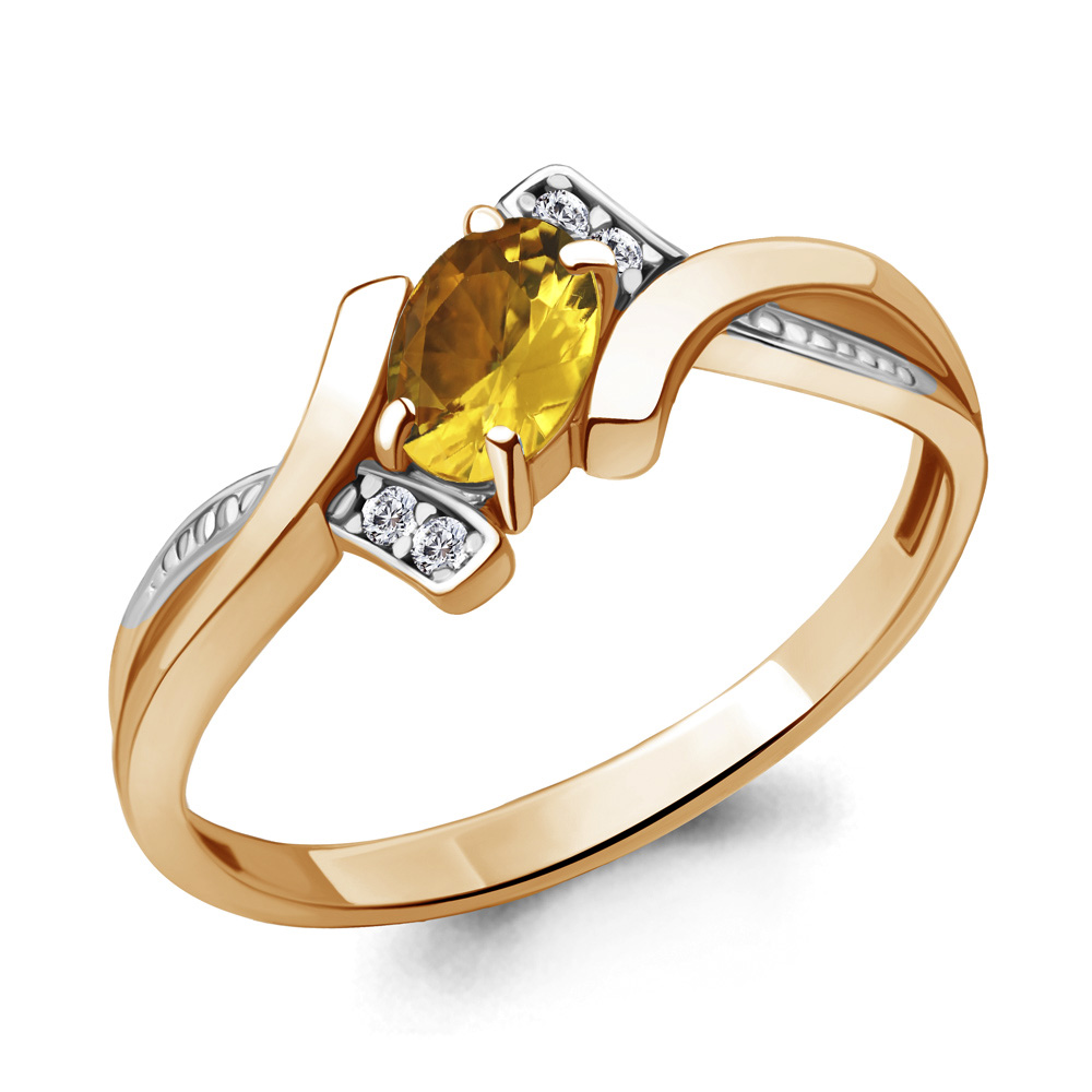 

Кольцо из серебра с цитрином/фианитом р. Aquamarine 6920206А, 6920206А_925_з
