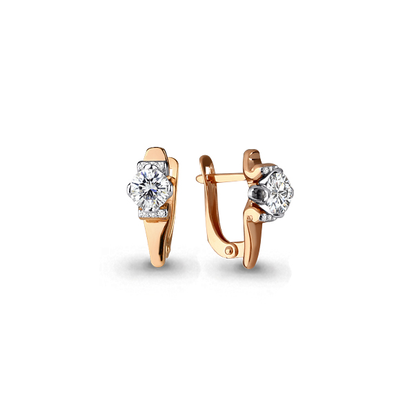 

Серьги из красного золота с фианитом Aquamarine 43807А, 43807А_585_кз
