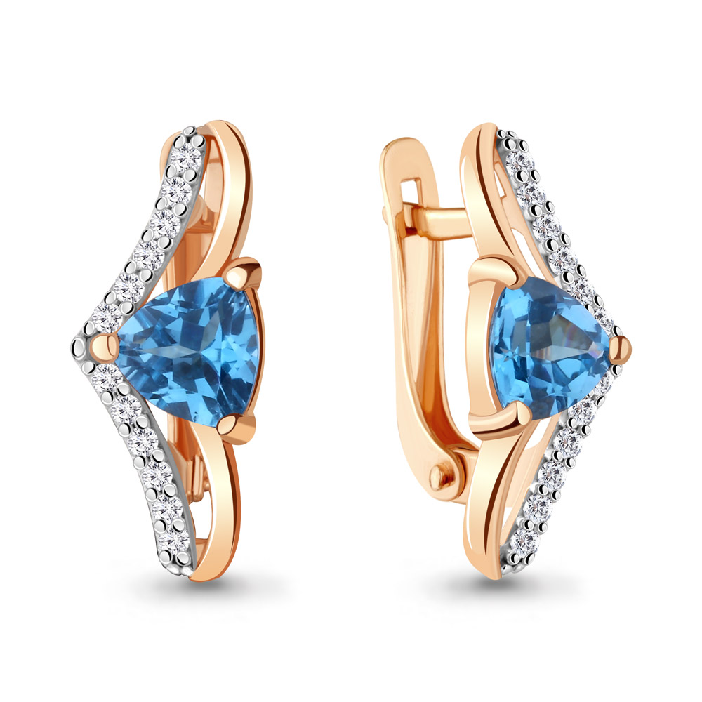 

Серьги из серебра с топазом/фианитом Aquamarine 4748205А, 4748205А_925_з