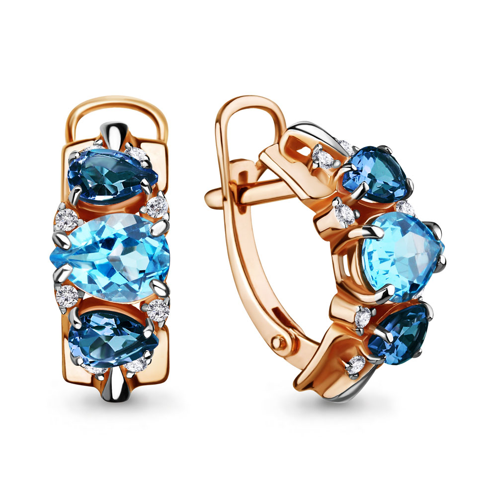 

Серьги из серебра с топазом/фианитом Aquamarine 47083600А, 47083600А_925_з