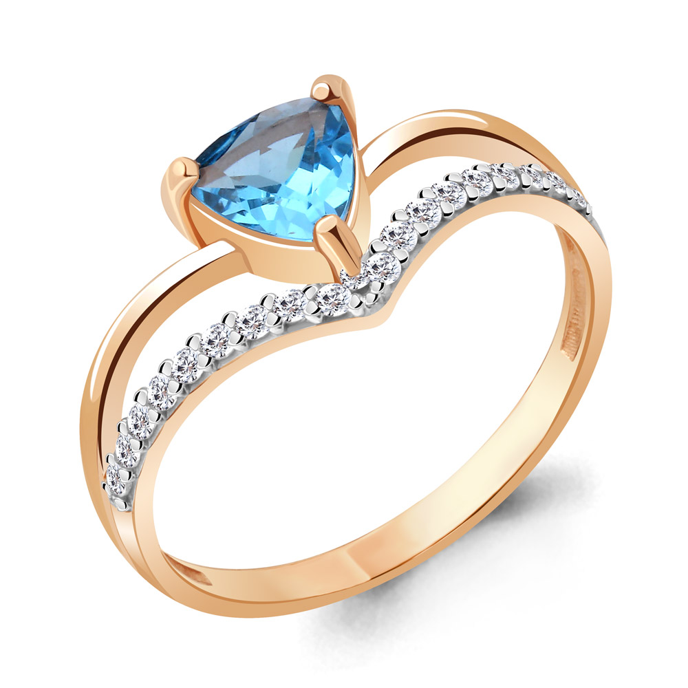 

Кольцо из серебра с топазом/фианитом р., Aquamarine 6938505А, 6938505А_925_з