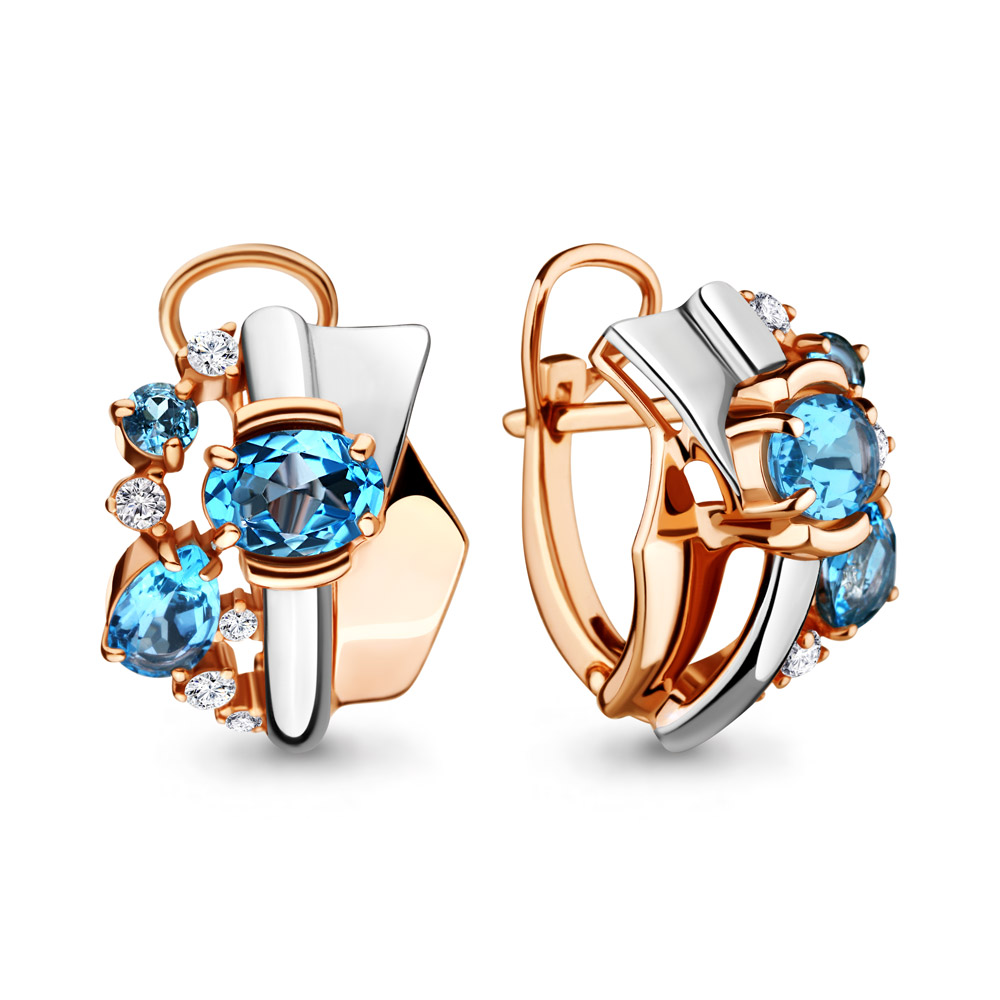 

Серьги из серебра с топазом/фианитом Aquamarine 4708605, 4708605_925_з