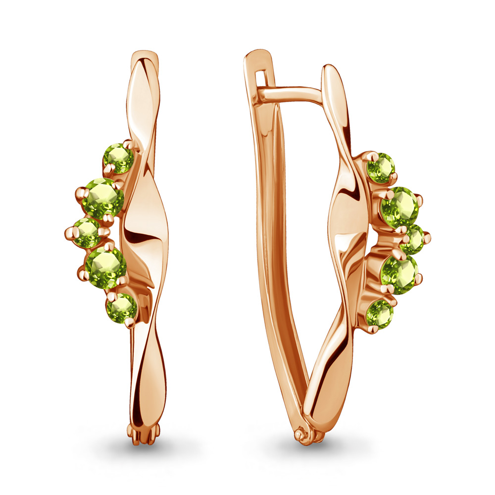 

Серьги из серебра с хризолитом Aquamarine 4466307, 4466307_925_з