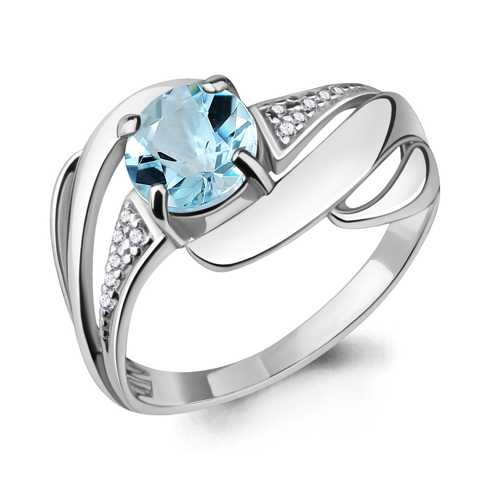 

Кольцо из серебра с топазом/фианитом р., Aquamarine 6587202А, 6587202А_925_р